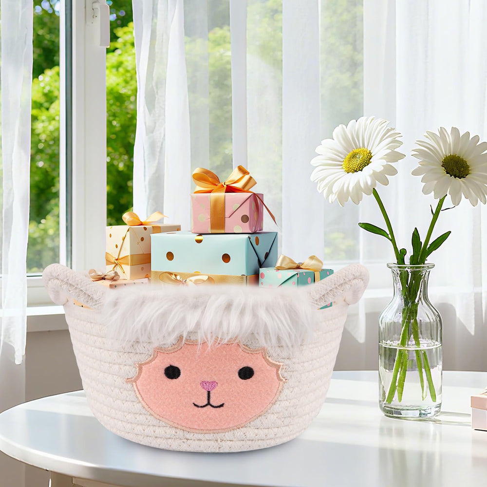 Hkojewp sheep basket storage for diapers and blankets.