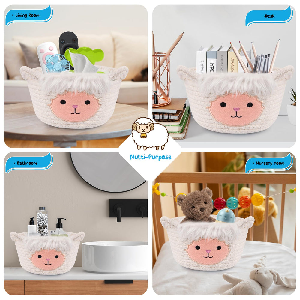 Hkojewp sheep basket textured cotton rope enhances décor.
