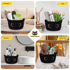 Hkojewp Black Cat Basket embroidery detail highlighting craftsmanship.
