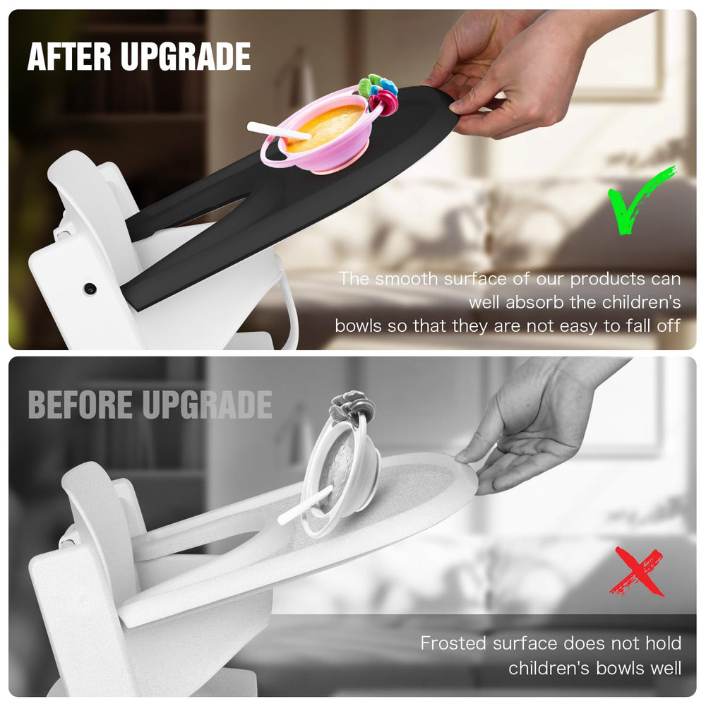 HLVEIN Tripp Trapp tray black smooth surface for easy cleaning.