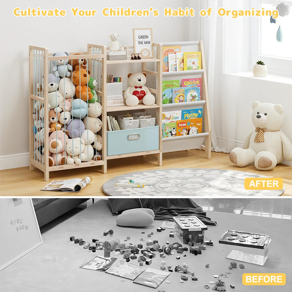 HMAZAE Montessori-inspired storage invites independent tidy-up routines.