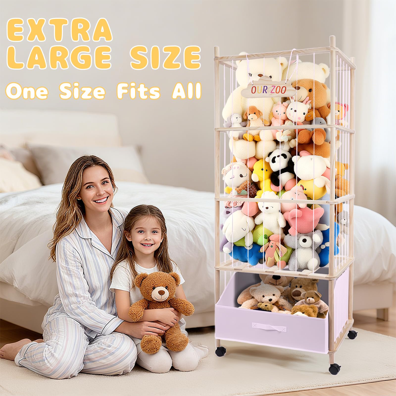 HMAZAE wooden nameplate and alphabet stickers for personalized toy zoo.