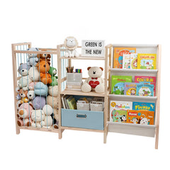 HMAZAE stuffed animal storage with bookshelf keeps plush toys organized and accessible.