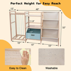 HMAZAE wooden stuffed animal holder provides safe, sturdy storage for plush toys.