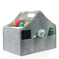 HMOSSVK diaper caddy organizer in grey with wood handle for easy nursery storage