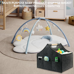 HMOSSVK diaper caddy with solid wood handle for easy carrying