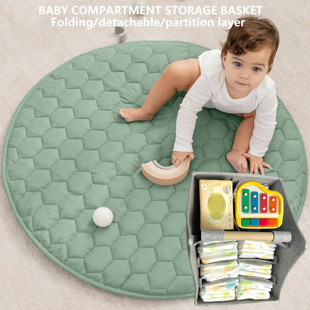 Multi-purpose HMOSSVK storage basket holds bibs, toys, creams, and towels