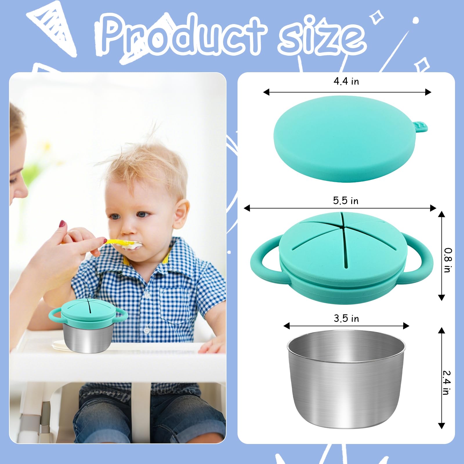 HNGWLYN toddler snack boxes with handles are easy for little hands to grab