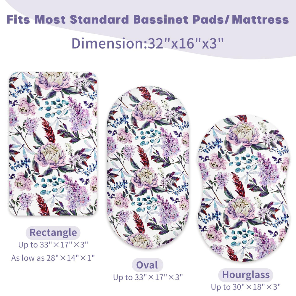 HNHUAMING bassinet sheet in purple wisteria floral pattern enhances nursery décor.