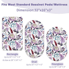 HNHUAMING bassinet sheet in purple wisteria floral pattern enhances nursery décor.