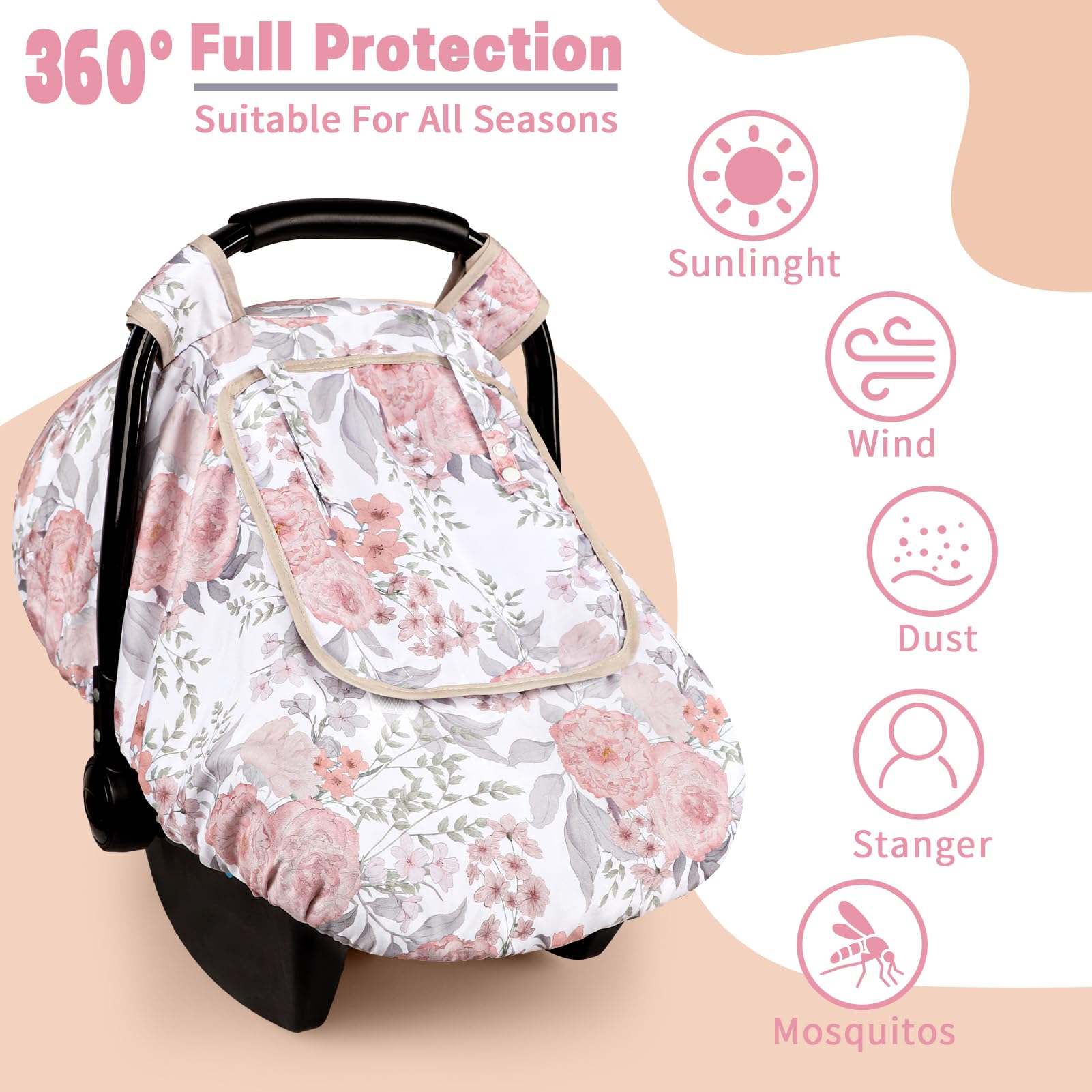 HNHUAMING infant canopy with floral design suitable for car seats