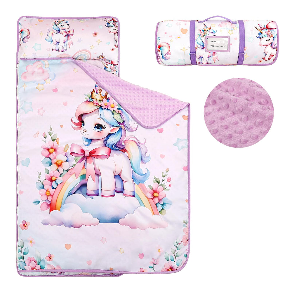 HNHUAMING toddler nap mat with removable pillow for easy cleaning and travel