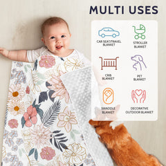 HNHUAMING flower mink blanket close-up highlights plush softness and double-layer comfort.
