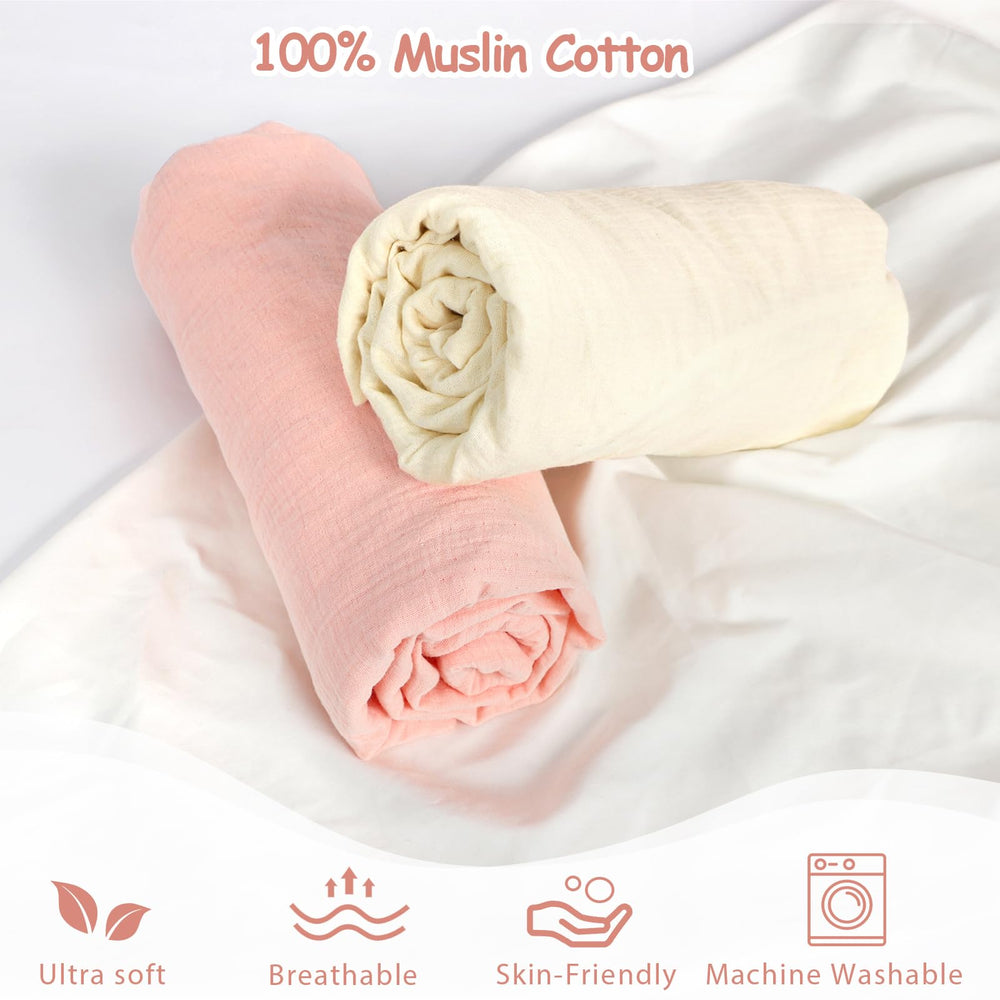 HNHUAMING beige muslin crib sheet on mattress provides gentle airflow and softness.