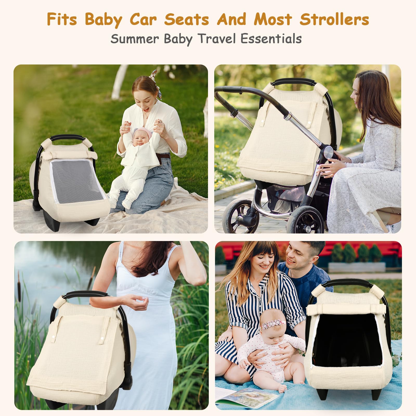 HNHUAMING breathable muslin fabric keeps baby comfortable outdoors