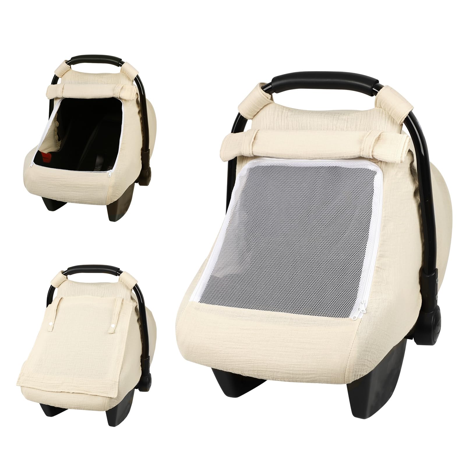 HNHUAMING car seat cover in apricot with soft muslin fabric for cooling shade