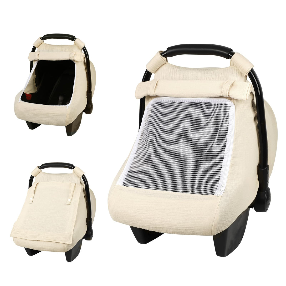 HNHUAMING car seat cover in apricot with soft muslin fabric for cooling shade