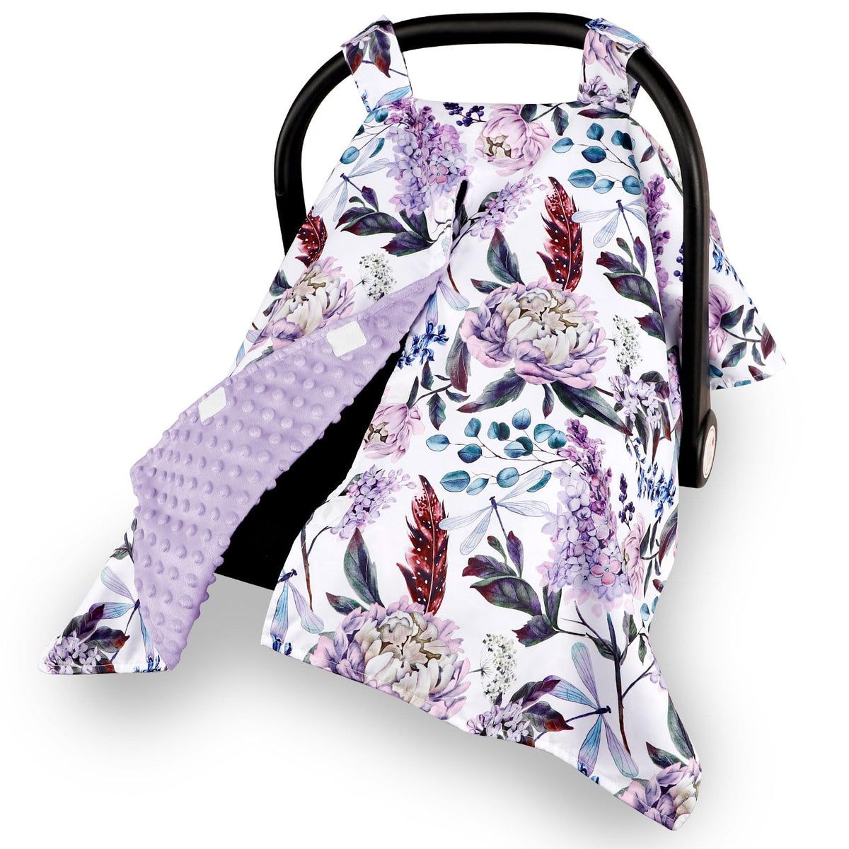 HNHUAMING car seat cover floral purple, soft and breathable for baby travel
