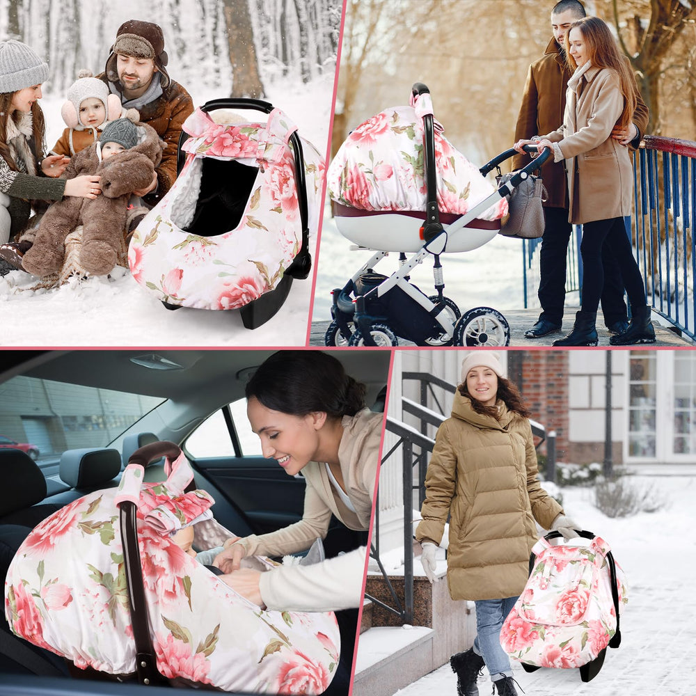 HNHUAMING pink flower cover shields sun and wind for comfortable rides.