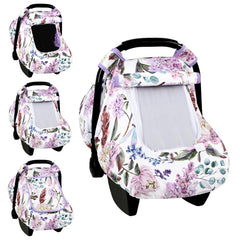 HNHUAMING car-seat-cover purple floral provides soft protection on trips.