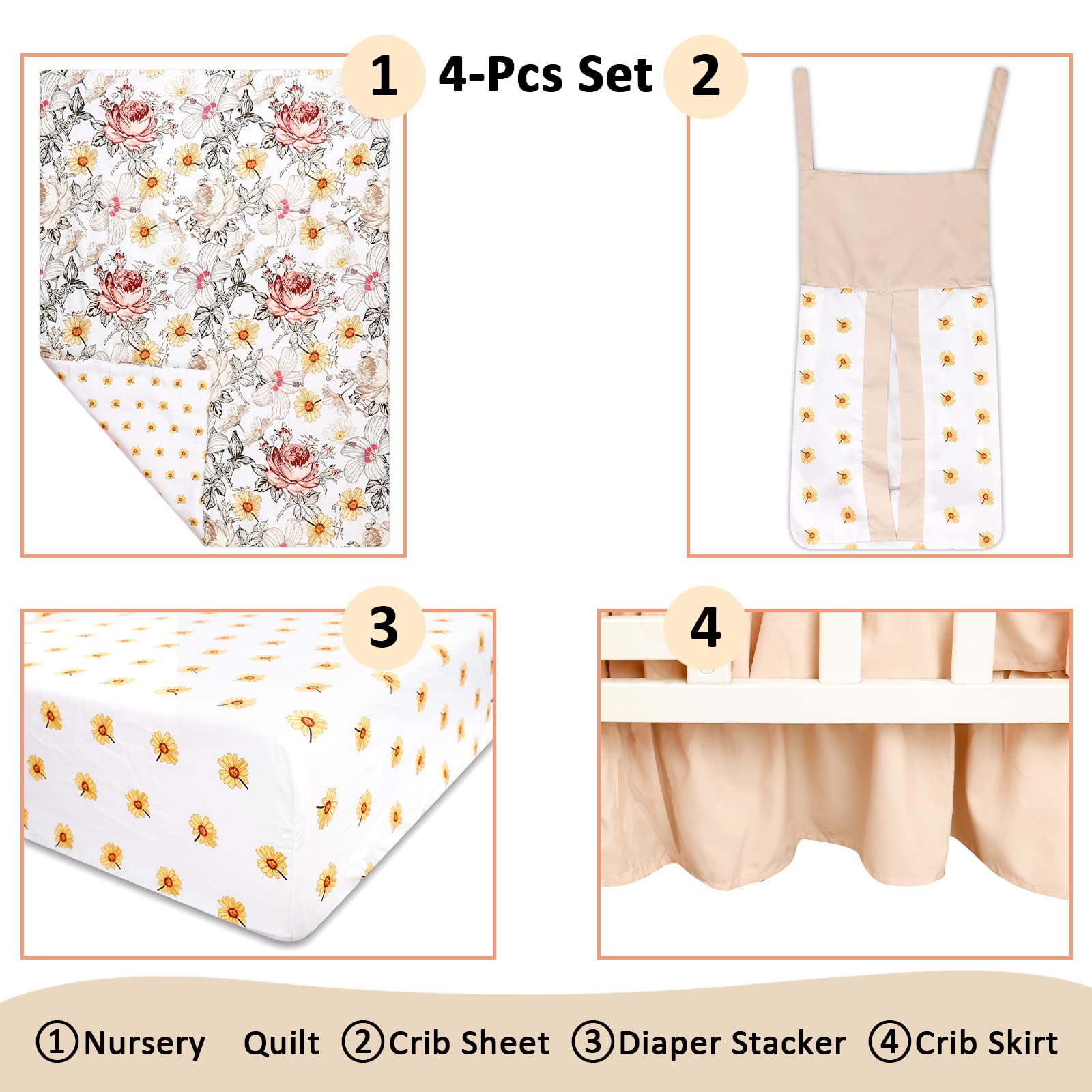 HNHUAMING crib sheet with elastic edge for secure mattress fit