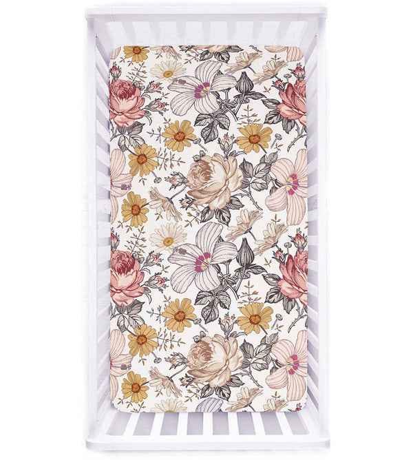 HNHUAMING daisy floral crib sheet with 52x28 fit, soft on baby skin.