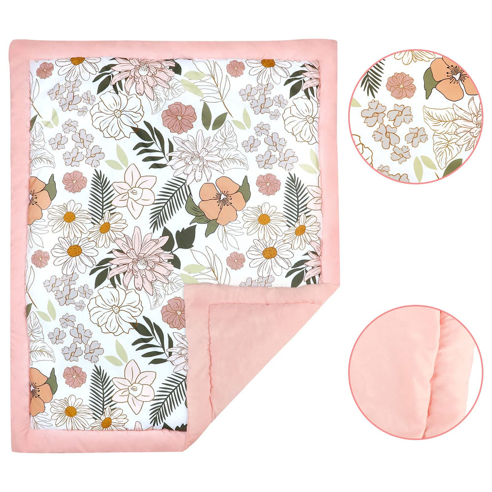 HNHUAMING daisy flower crib skirt enhances bed aesthetic and tidy look.