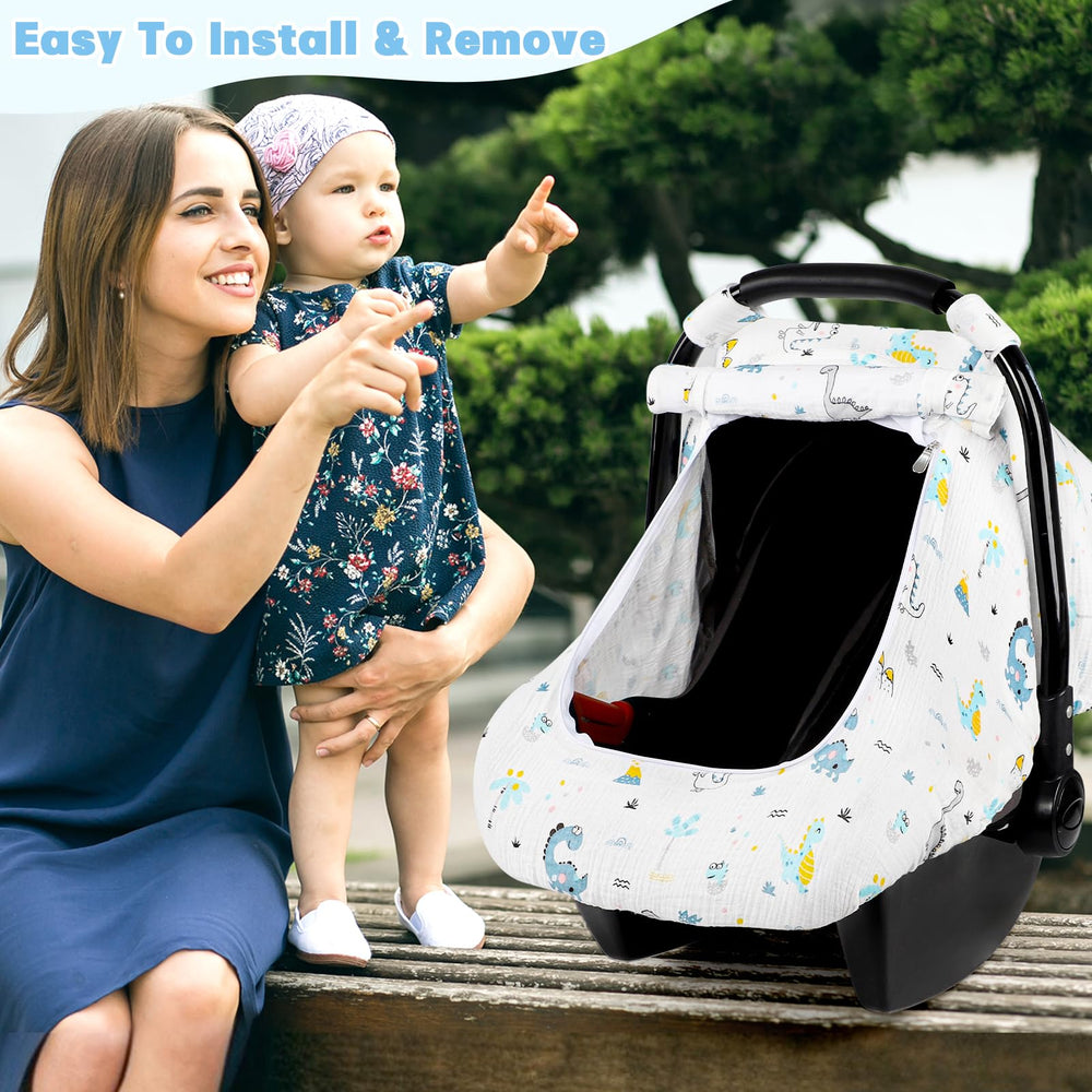 HNHUAMING Dinosaur car seat cover features colorful dinosaur print design