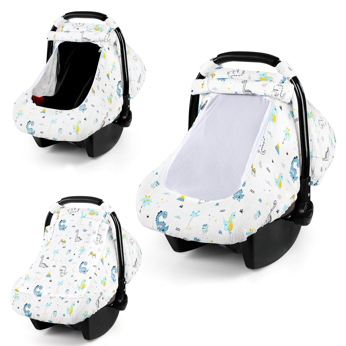 HNHUAMING Dinosaur car seat cover in front view protects baby from sun and wind