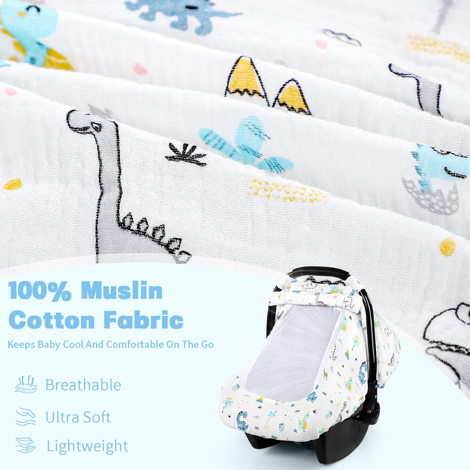 HNHUAMING Dinosaur car seat cover offers full coverage to shield from sun