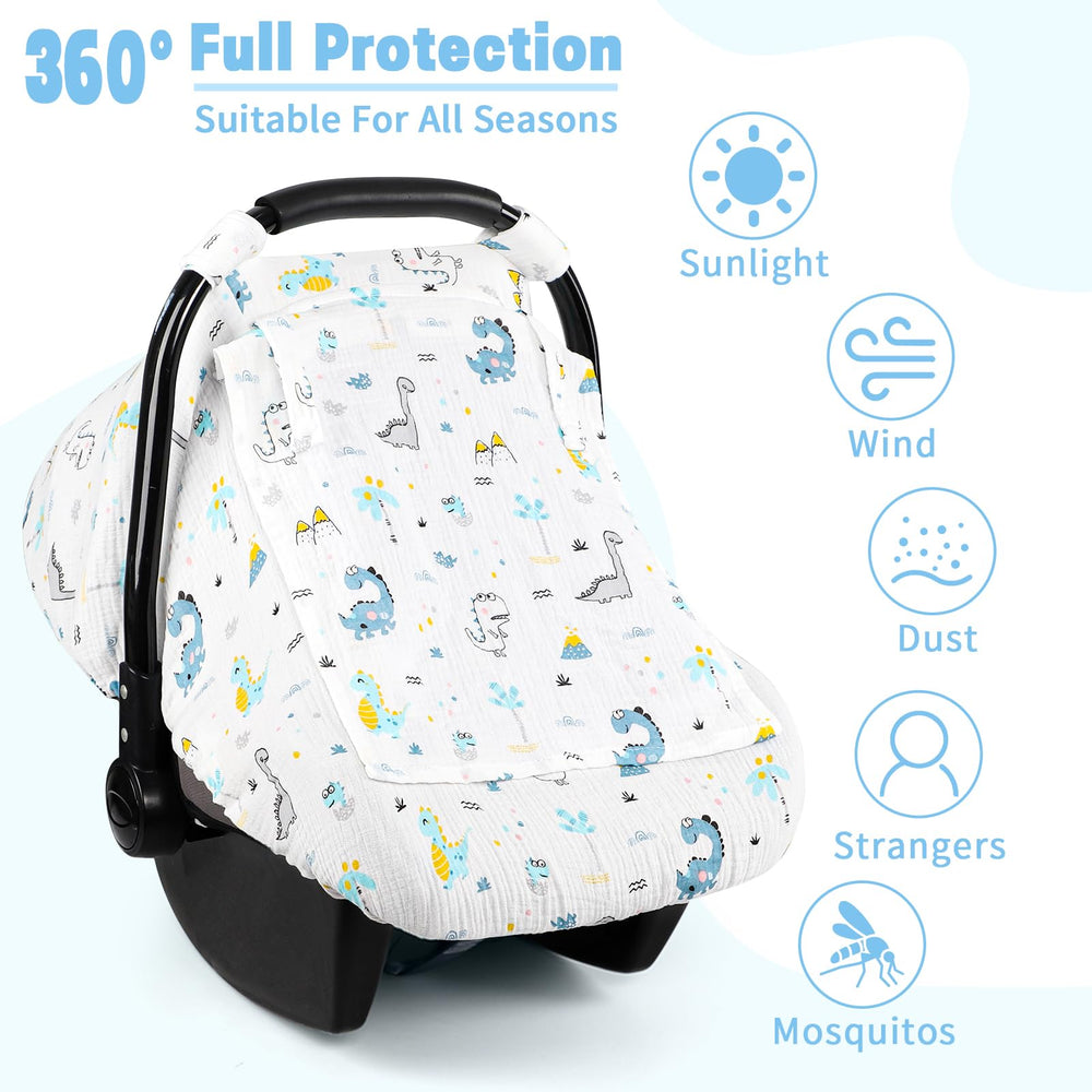 HNHUAMING Dinosaur car seat cover with mesh window promotes ventilation during rides