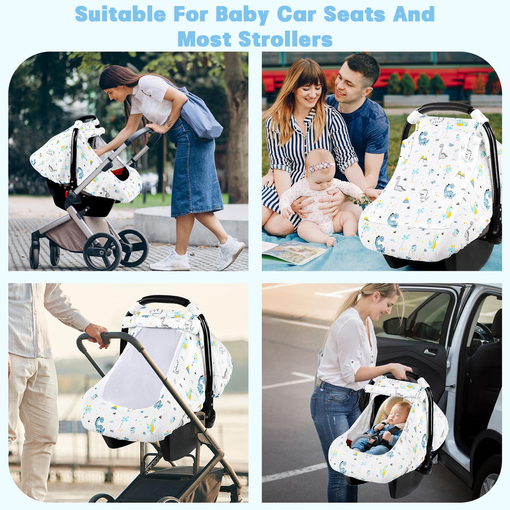 HNHUAMING Dinosaur car seat cover showcases privacy and shade for outings