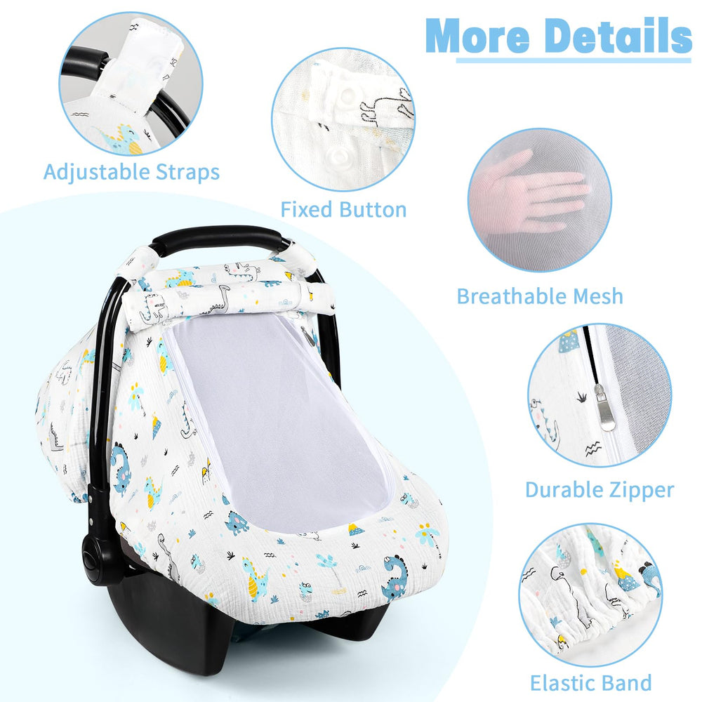 HNHUAMING Dinosaur car seat cover is stroller-ready and machine washable