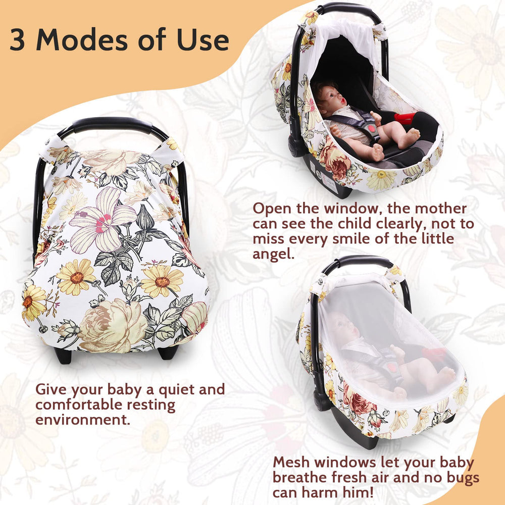 HNHUAMING floral car seat cover with zipped peep windows for easy access.