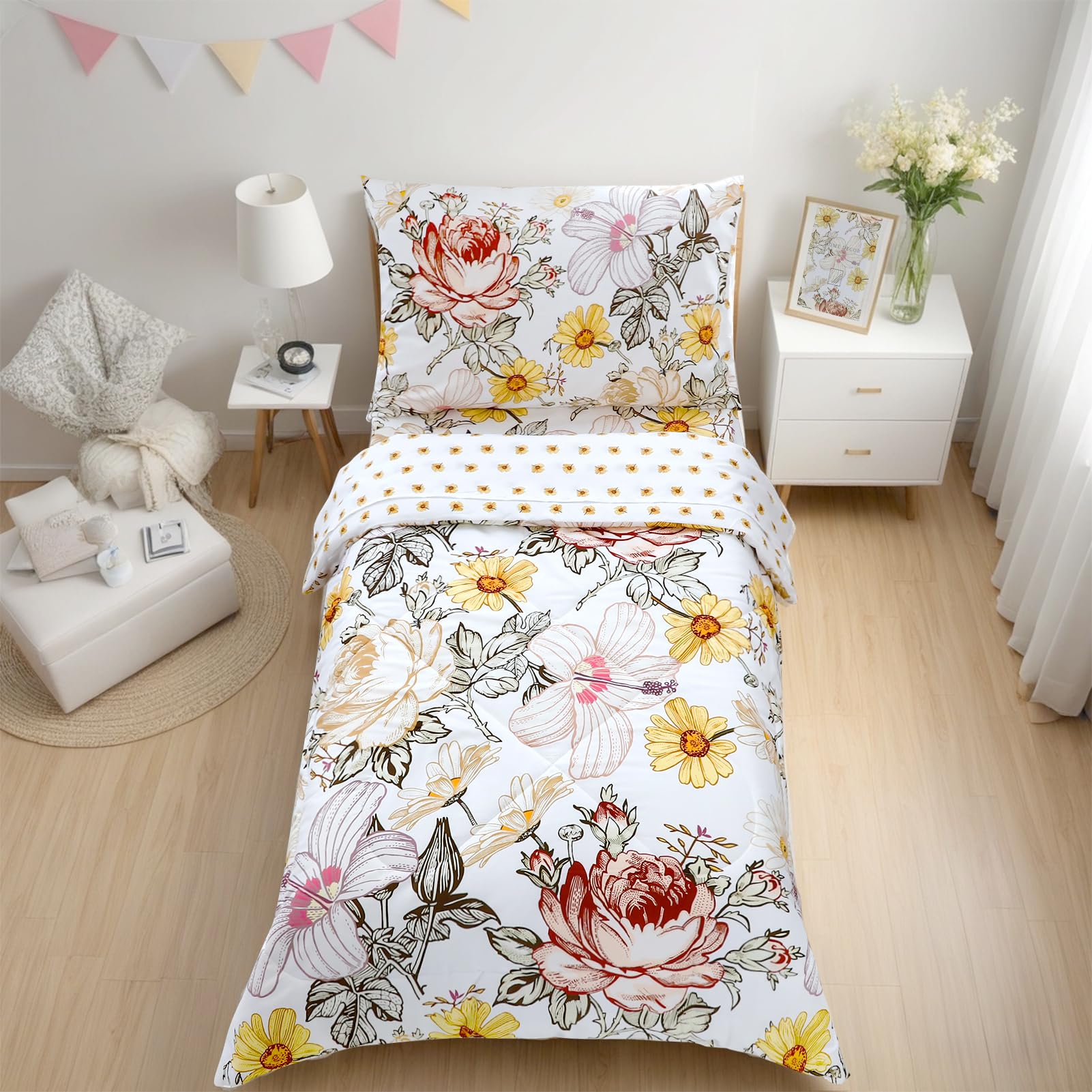 HNHUAMING floral quilted comforter in ultra-soft microfiber for cozy nights.