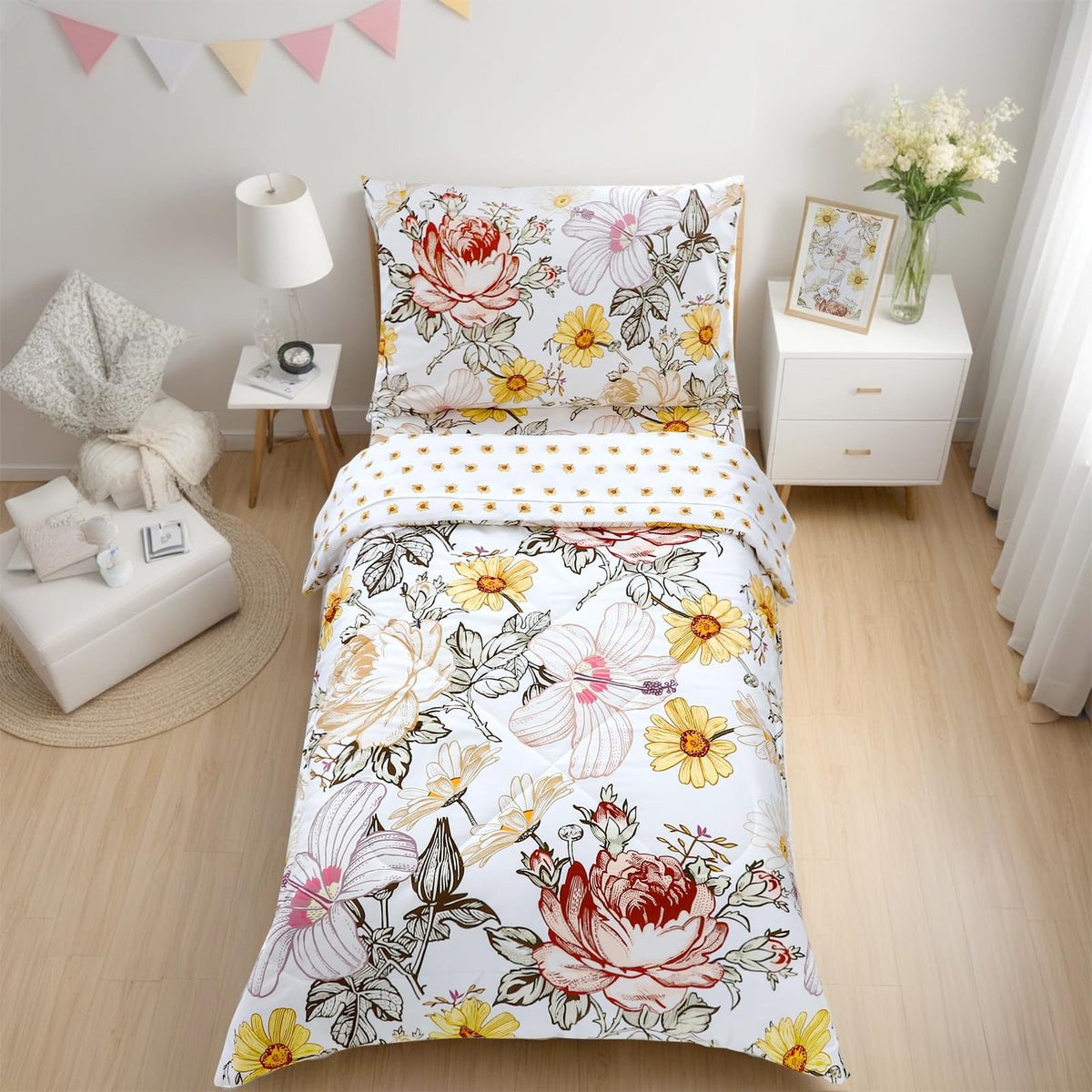 HNHUAMING floral quilted comforter in ultra-soft microfiber for cozy nights.