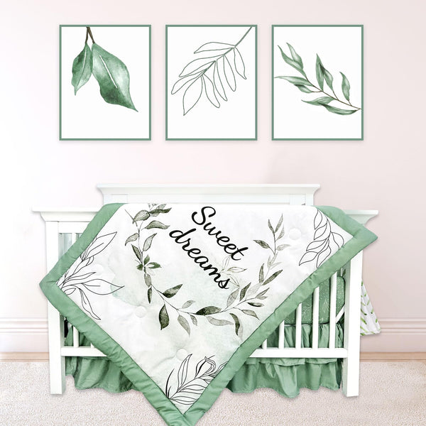 HNHUAMING Green Leaf crib quilt offers cozy warmth and decorative charm.
