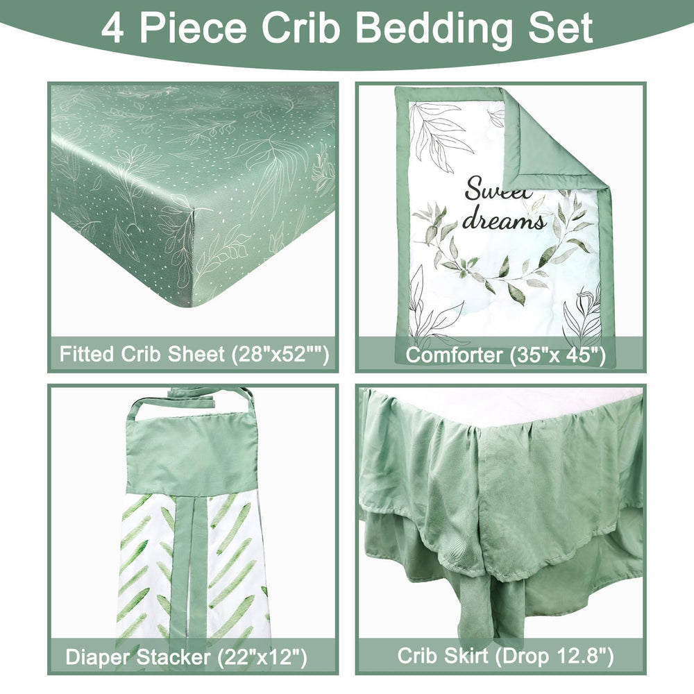 HNHUAMING green leaf crib sheet with elastic edging for a secure fit.