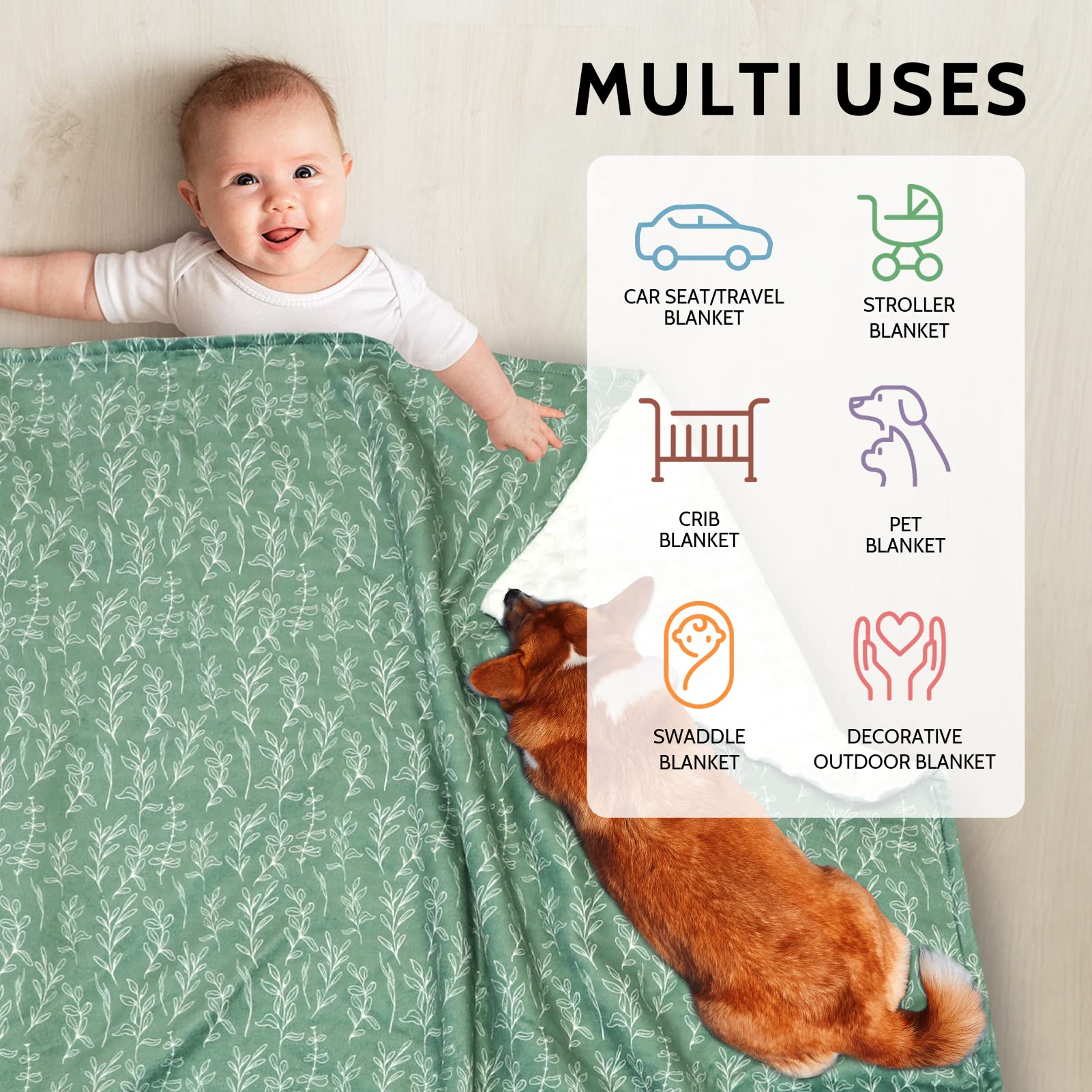 HNHUAMING Green Sage blanket is machine-washable for easy cleanup