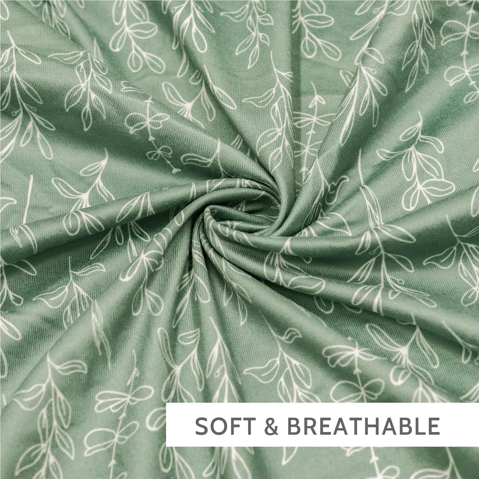 Soft polyester fabric of HNHUAMING Green Sage nursing pillow cover shown for comfort
