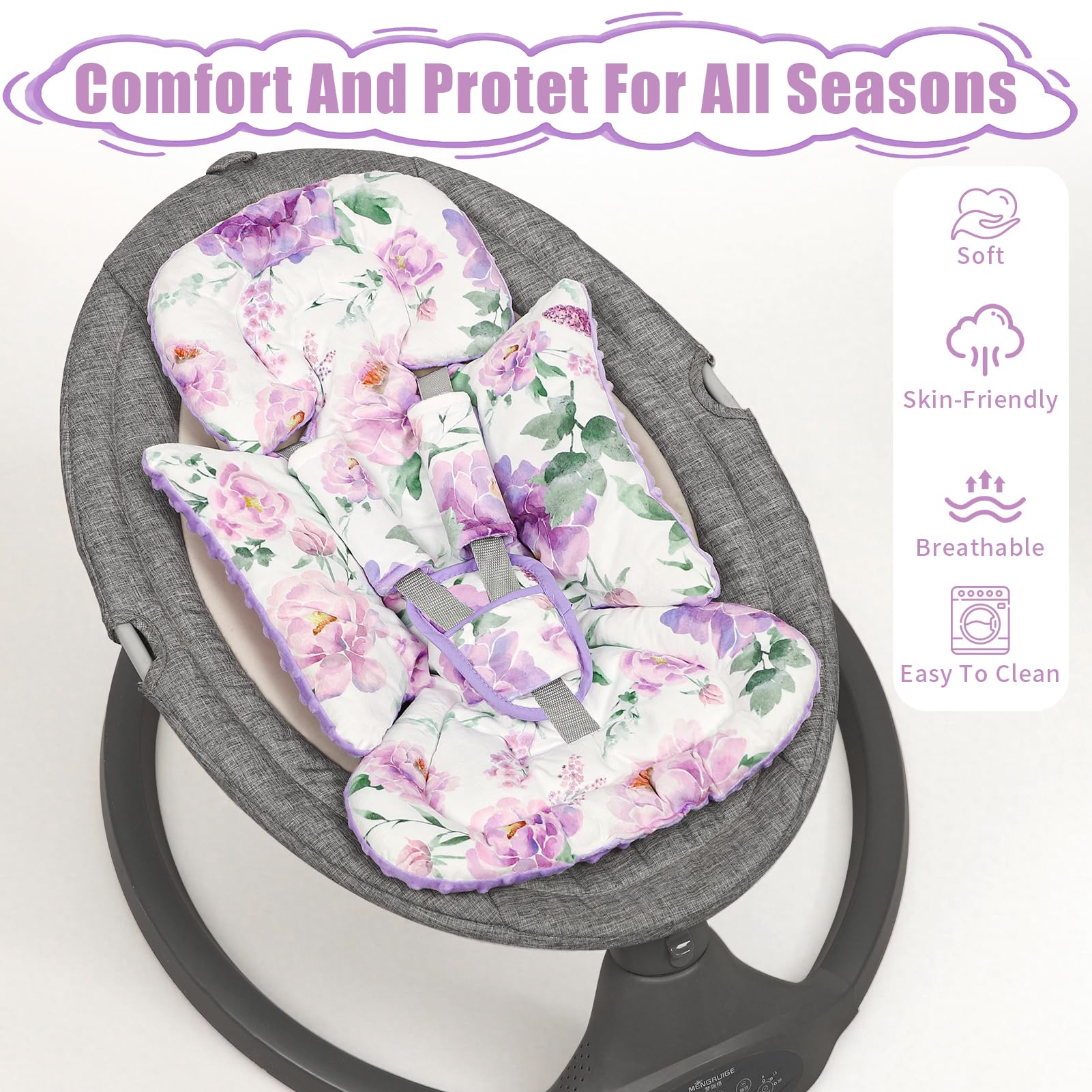 HNHUAMING head support highlights gentle cradle for baby's head and neck during travel.