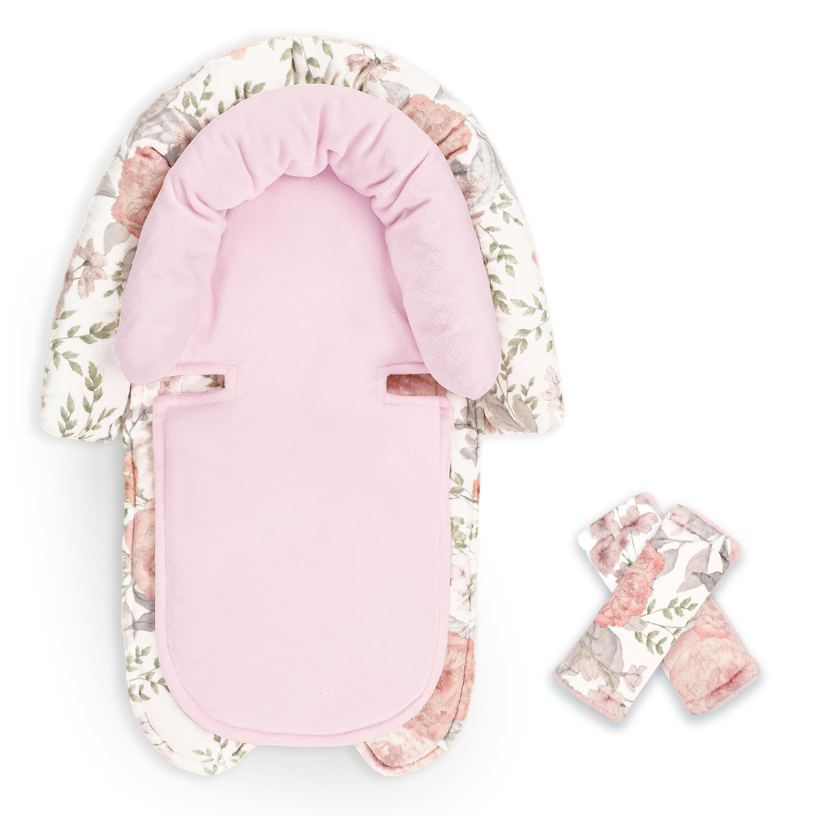 HNHUAMING infant insert head support offers cozy stabilization during car rides.