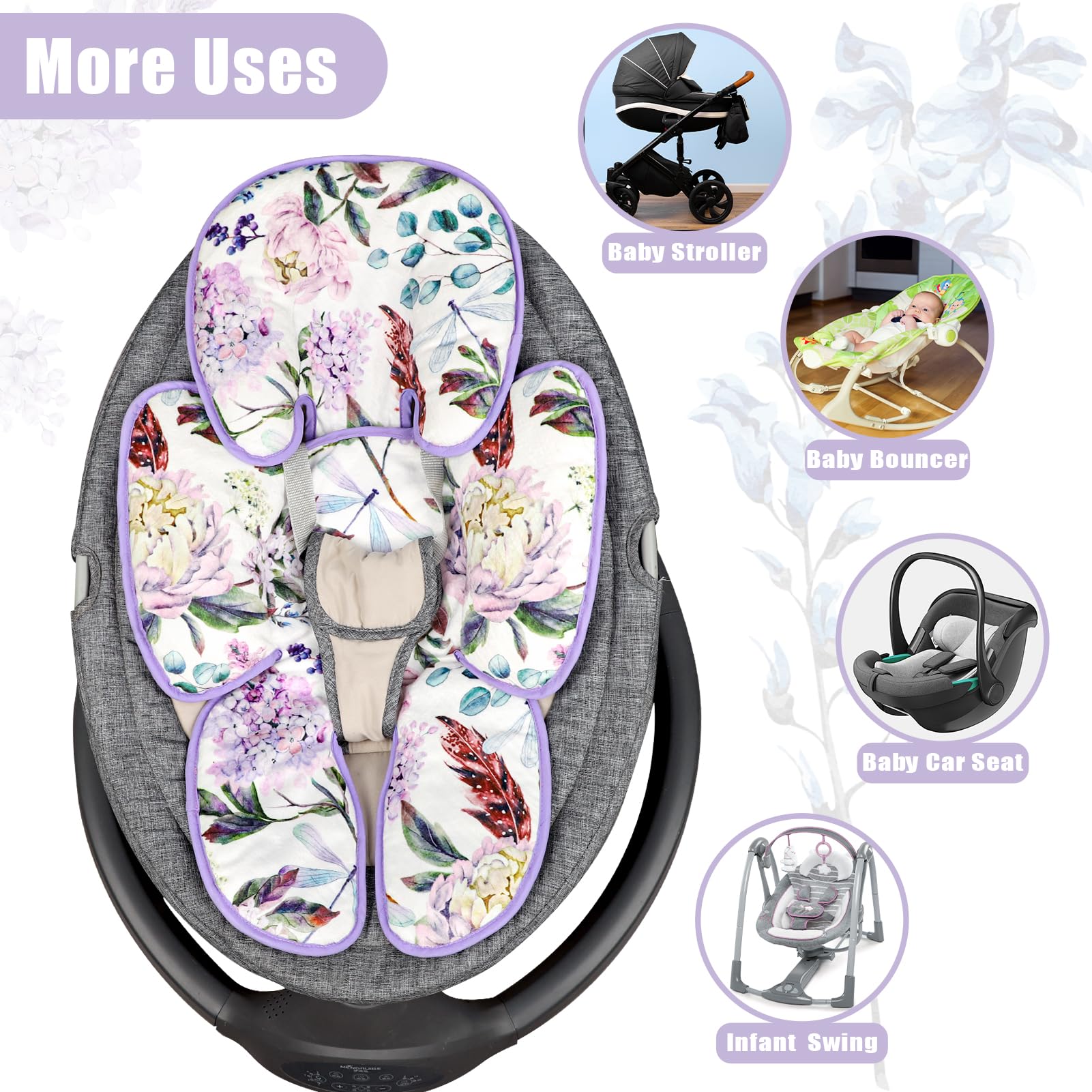 HNHUAMING reversible purple floral pattern offers two decorative looks