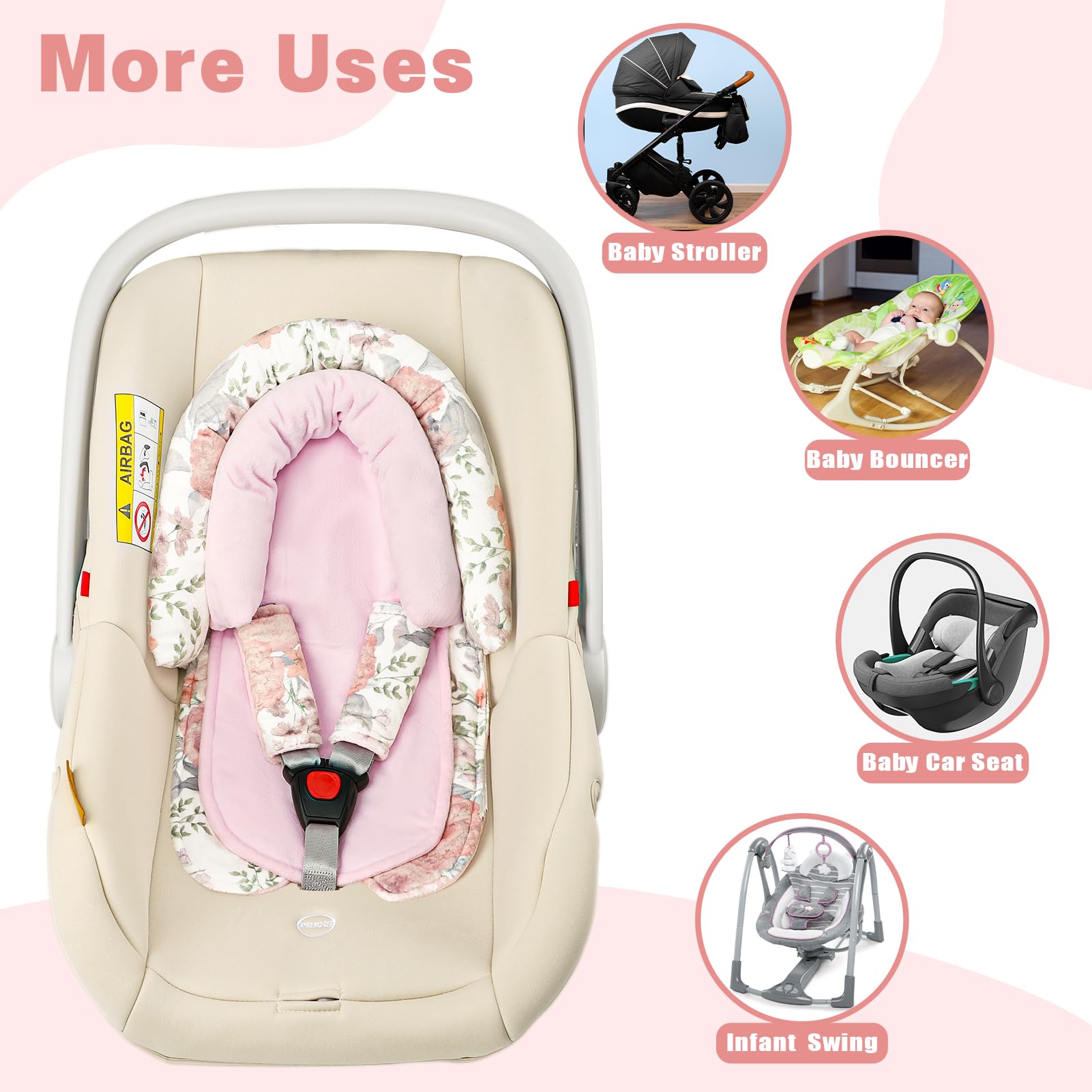 HNHUAMING universal insert fits most seats, strollers, swings, and bouncers.