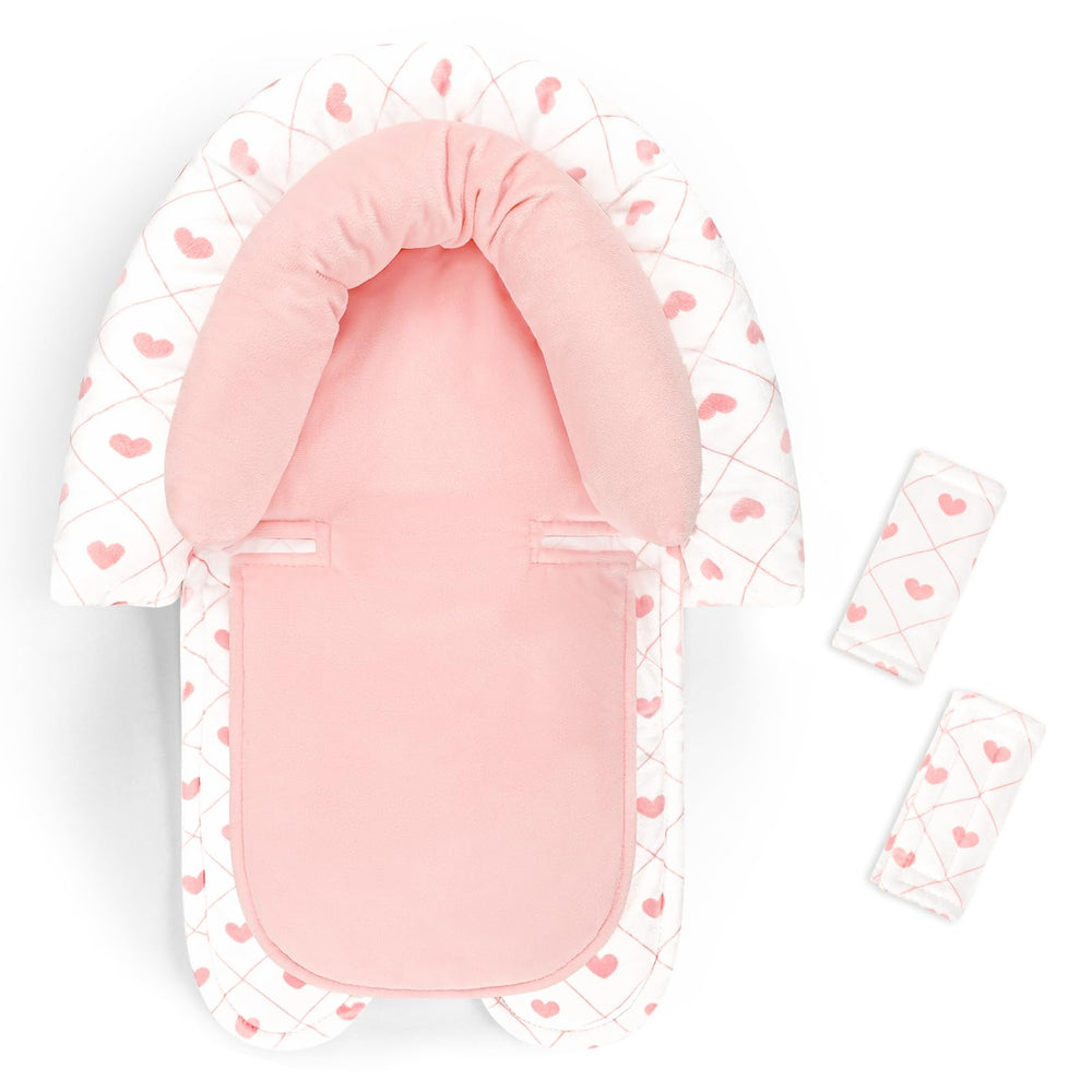 HNHUAMING infant seat insert with pink head support enhances newborn comfort on rides
