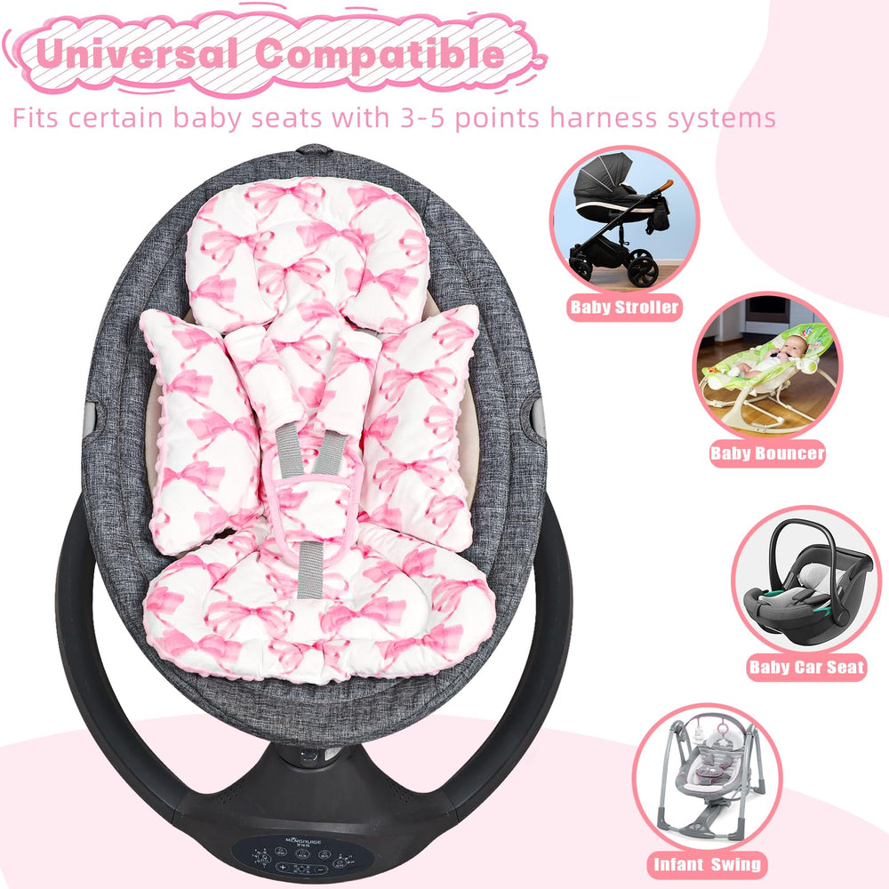 Machine washable and simple to install with strollers, swings, or bouncers.