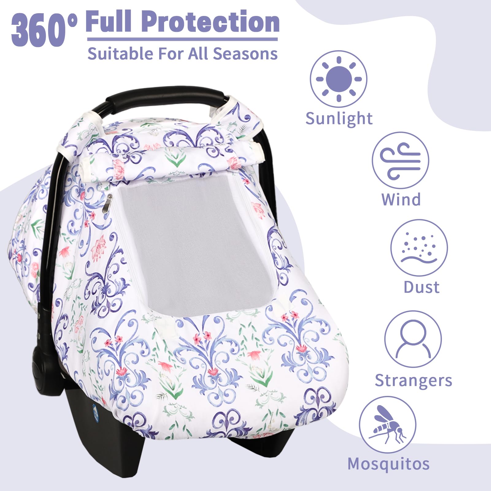 HNHUAMING carseat cover with minky dot backing for plush comfort