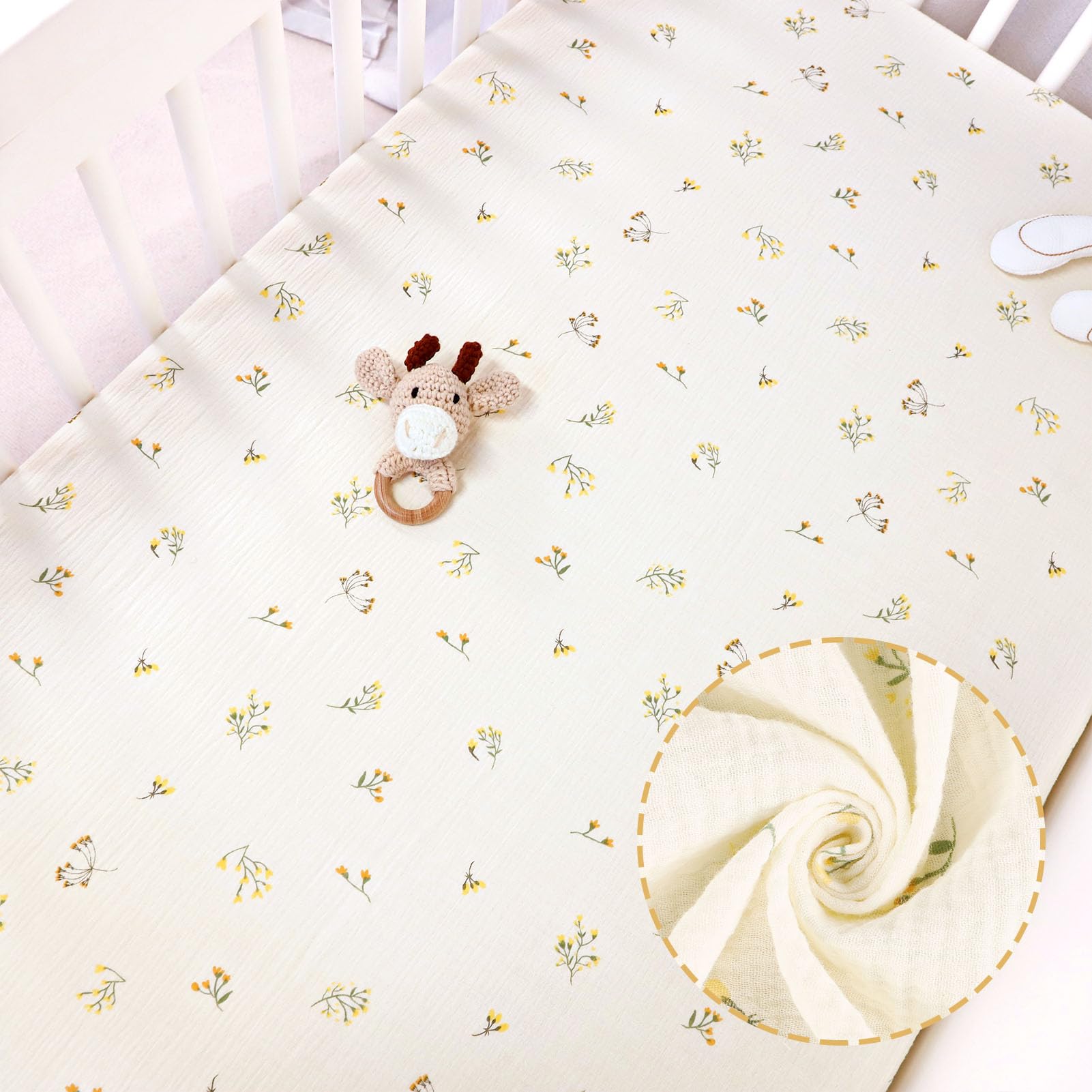 HNHUAMING soft muslin crib sheets texture suitable for year-round use