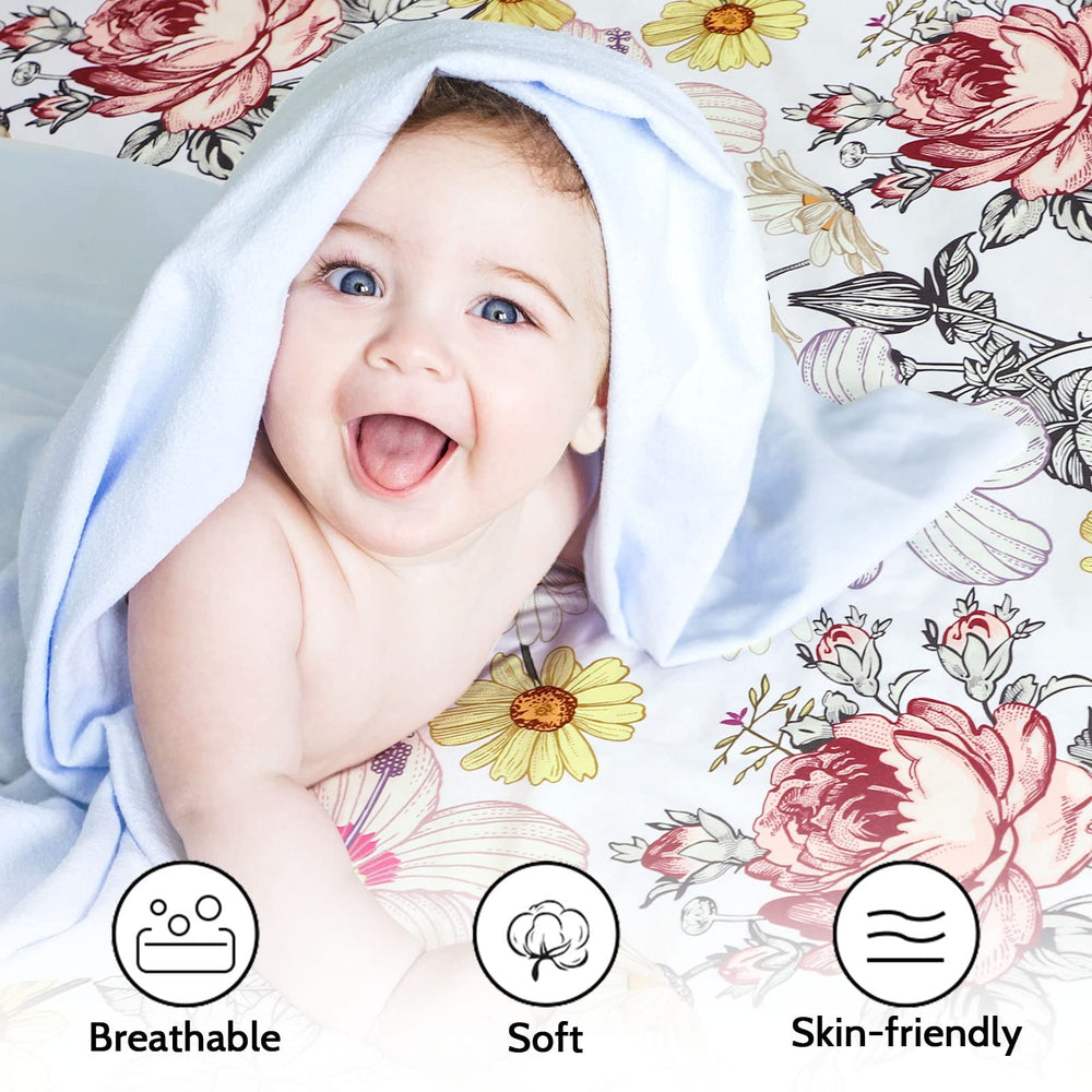 HNHUAMING neutral boho crib sheet with daisies complements any nursery decor.