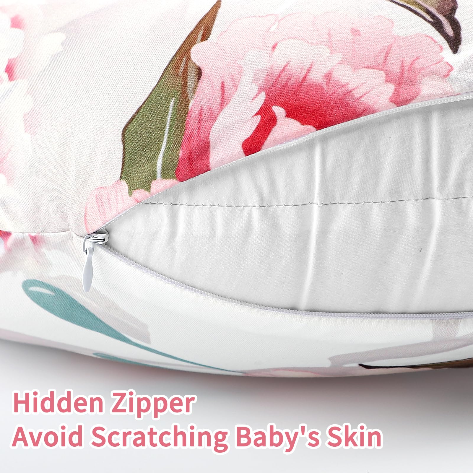 HNHUAMING nursing pillow cover fits most standard pillows closeup, versatile for various setups.